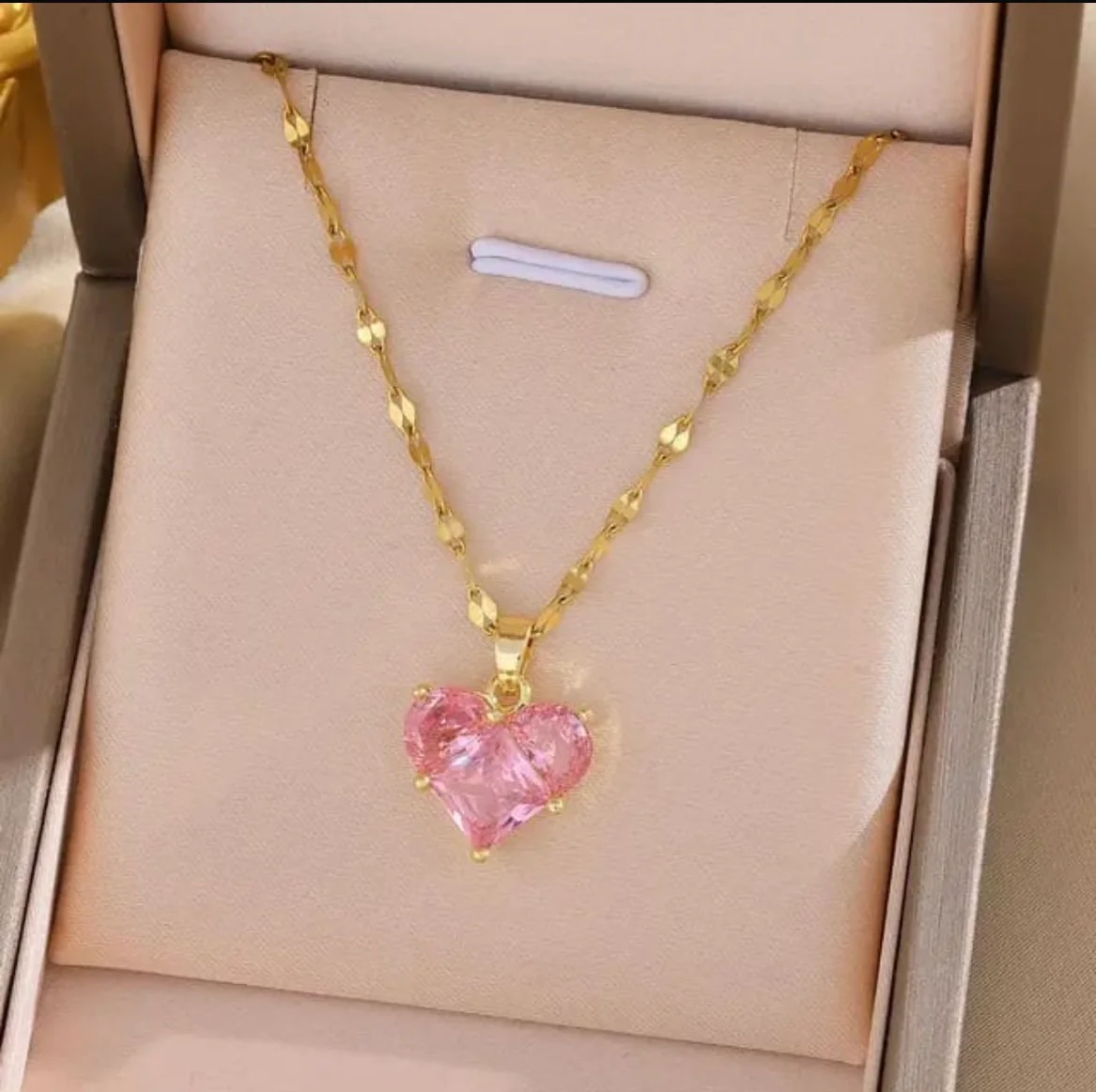 Pink heart necklace