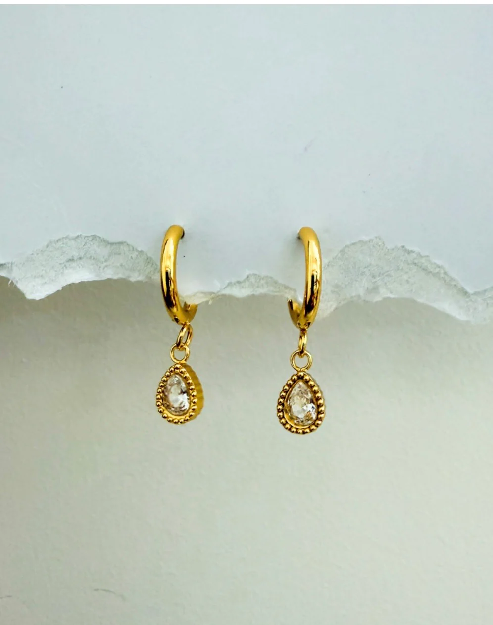 Anti tarnish pear shape hoops